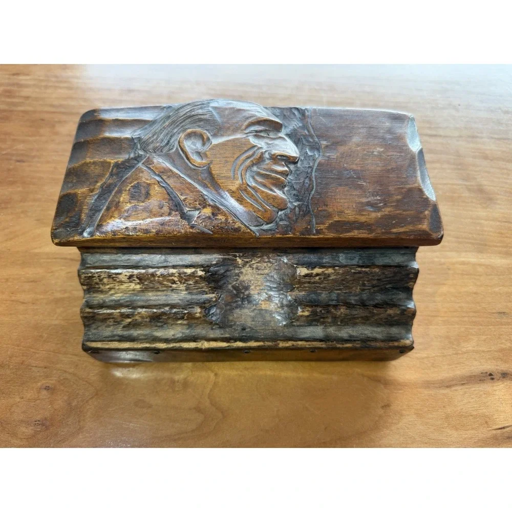 Antique‎ Folk Art Hand Carved Figural Inkwell Stand Late 1800s Wooden